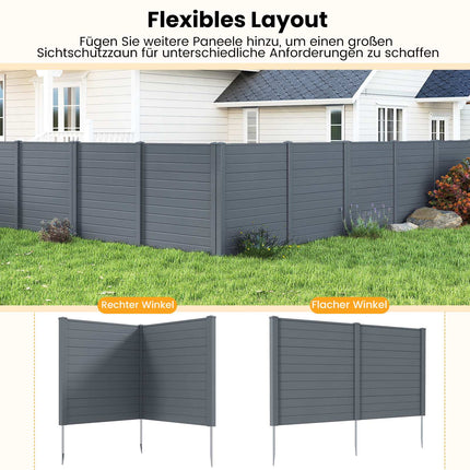 Sichtschutzplatten für den Außenbereich 123x123cm, 2er-Pack, Metallspieße, Grau