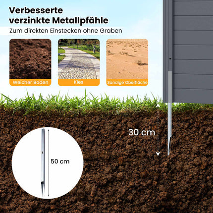Sichtschutzplatten für den Außenbereich 123x123cm, 2er-Pack, Metallspieße, Grau