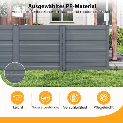 Sichtschutzplatten für den Außenbereich 123x123cm, 2er-Pack, Metallspieße, Grau