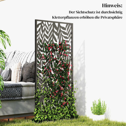 Outdoor Privacy Screen, Metal, 65x130 cm, Black