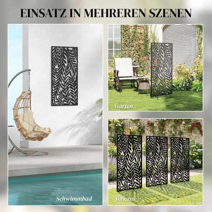 Outdoor Privacy Screen, Metal, 65x130 cm, Black