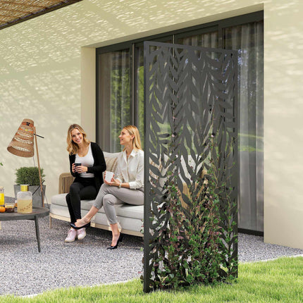 Outdoor Privacy Screen, Metal, 65x130 cm, Black