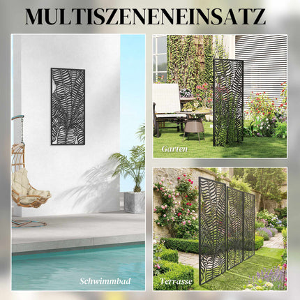 Outdoor Privacy Screen, Metal, Wall-Mountable, 65x130 cm