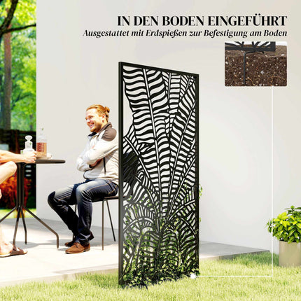 Outdoor Privacy Screen, Metal, Wall-Mountable, 65x130 cm