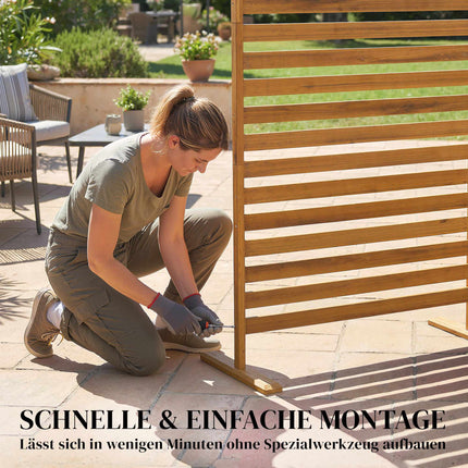 Outdoor Privacy Screen, Natural Wood, 80x170 cm