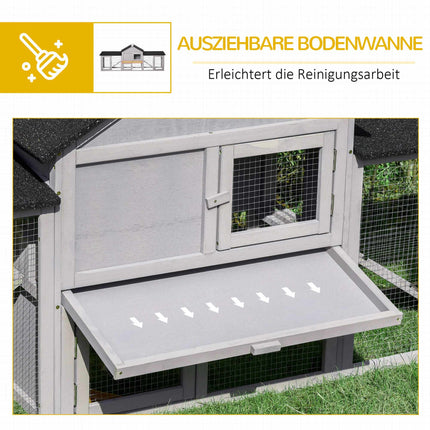 Outdoor Rabbit Hutch with Dual Runs, Asphalt Roof, Fir Wood