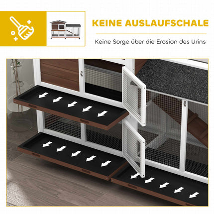 Outdoor Rabbit Hutch with Wheels, Wood and Steel, Brown