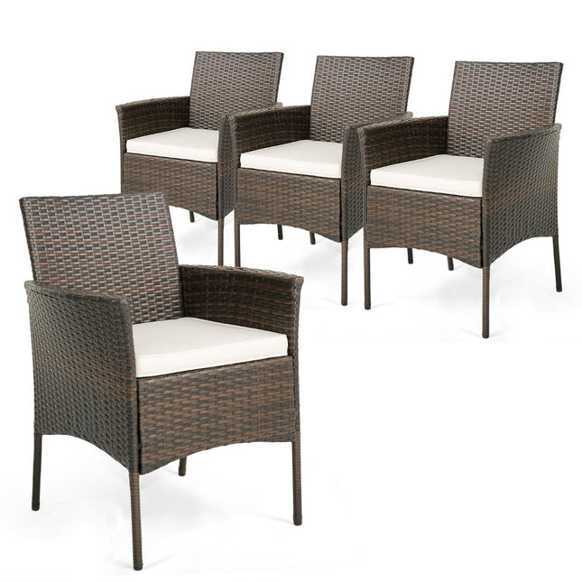 Garten-Rattanstühle 4er Set mit Kissen, 63x59x84 cm