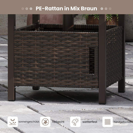 Rattan-Beistelltisch für draußen mit Schirmloch, wetterfest