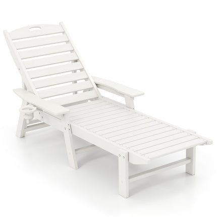 Gartenliege, HDPE, Verstellbare Rückenlehne, Weiß
