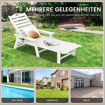 Gartenliege, HDPE, Verstellbare Rückenlehne, Weiß