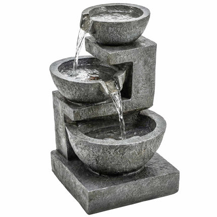Outdoor Resin Fountain with Adjustable LED Lights, 3-Tier Design