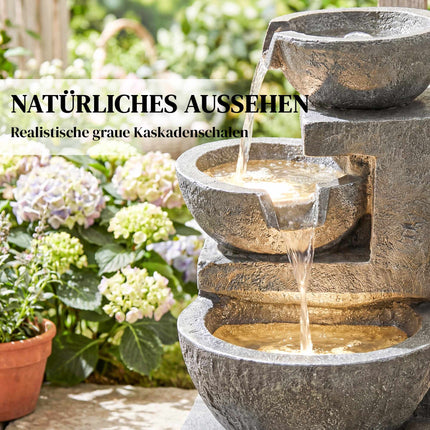 Outdoor Resin Fountain with Adjustable LED Lights, 3-Tier Design