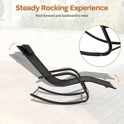 Outdoor Rocking Chair, Black, 160kg Capacity, Ergonomic Design