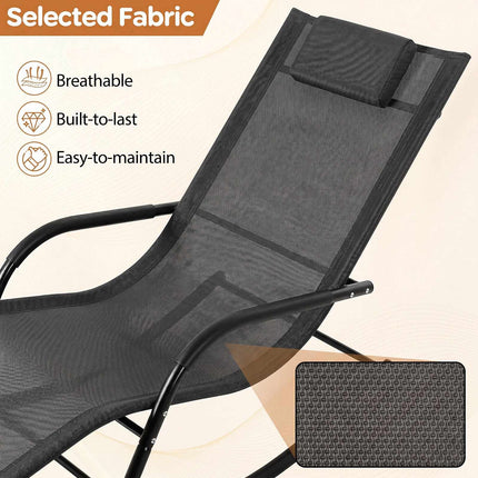 Outdoor Rocking Chair, Black, 160kg Capacity, Ergonomic Design