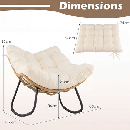 Outdoor-Schaukelstuhl, PE-Rattan, Kissen, 140 kg
