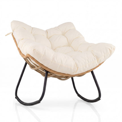 Outdoor-Schaukelstuhl, PE-Rattan, Kissen, 140 kg