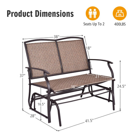 Garten-Schaukelsofa für 2 Personen, Stahlgestell, Braun