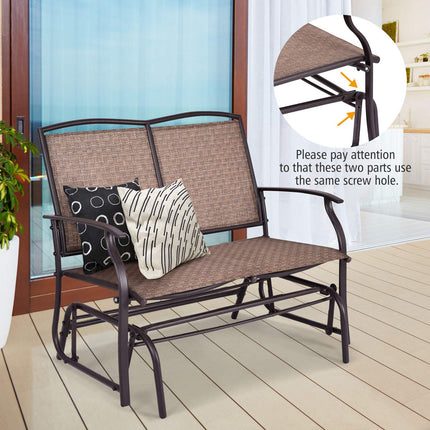 Garten-Schaukelsofa für 2 Personen, Stahlgestell, Braun