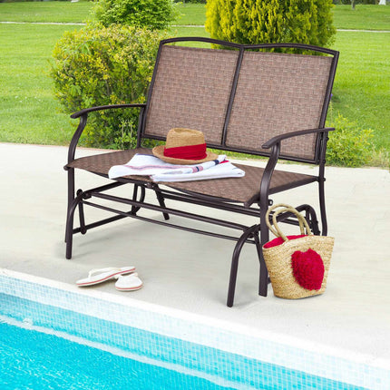 Garten-Schaukelsofa für 2 Personen, Stahlgestell, Braun