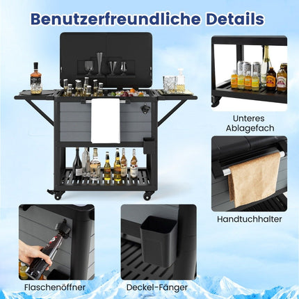 Outdoor-Rollkühler mit Ablagen und Flaschenöffner