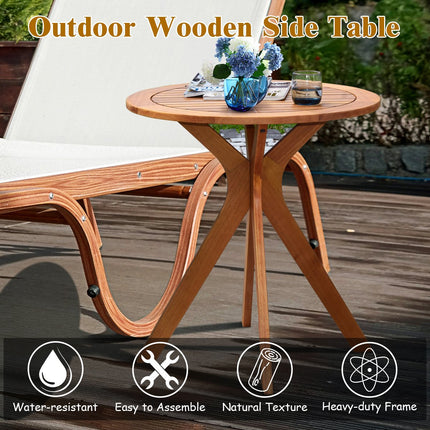 Outdoor Round Bistro Table, Solid Eucalyptus Wood 27.5 In