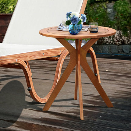 Outdoor Round Bistro Table, Solid Eucalyptus Wood 27.5 In