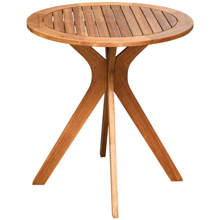 Outdoor Round Bistro Table, Solid Eucalyptus Wood 27.5 In