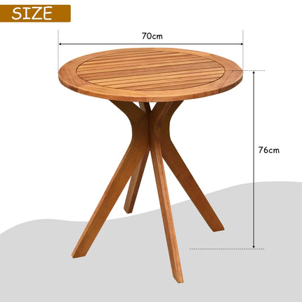 Outdoor Round Bistro Table, Solid Eucalyptus Wood 27.5 In