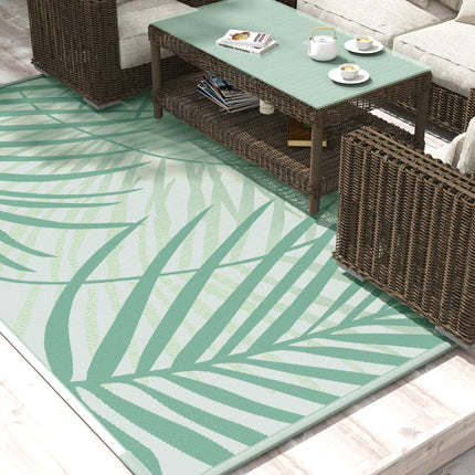 Large Reversible Outdoor Rug - Water Repellent, Green, 365x274cm