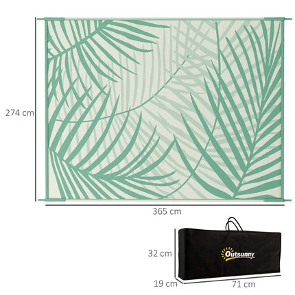Large Reversible Outdoor Rug - Water Repellent, Green, 365x274cm