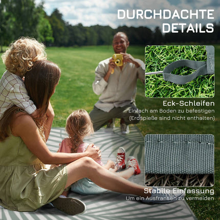 Large Reversible Outdoor Rug - Water Repellent, Green, 365x274cm