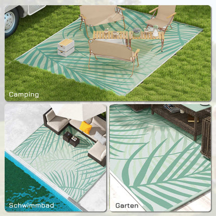 Large Reversible Outdoor Rug - Water Repellent, Green, 365x274cm