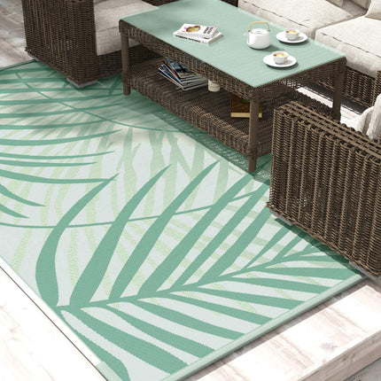 Large Reversible Outdoor Rug - Water Repellent, Green, 365x274cm