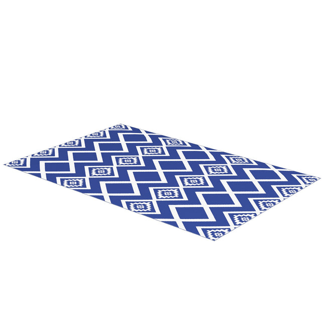 Wasserabweisende Kunststoffmatte für den Außenbereich, 182x274cm, Blau/Weiß