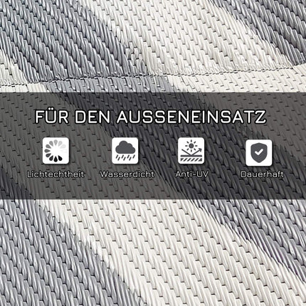 Wendbarer Outdoor-Teppich, Hellgrau/Creme, 182x274cm, mit Tragetasche