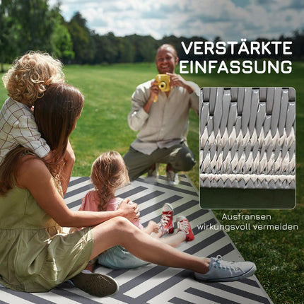 Wendbarer Outdoor-Teppich, Hellgrau/Creme, 182x274cm, mit Tragetasche