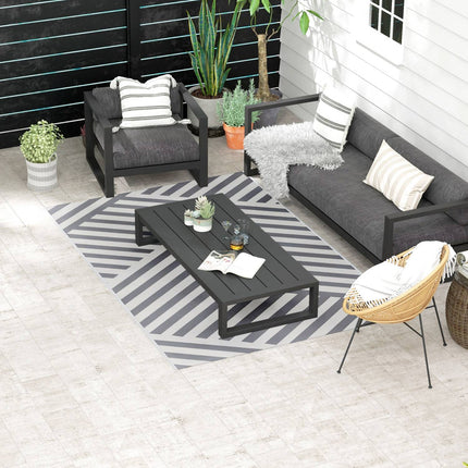 Wendbarer Outdoor-Teppich, Hellgrau/Creme, 182x274cm, mit Tragetasche