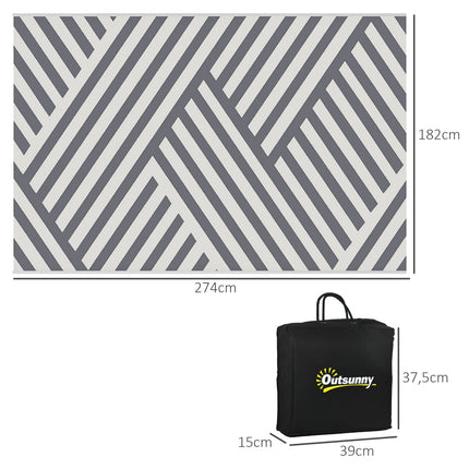 Wendbarer Outdoor-Teppich, Hellgrau/Creme, 182x274cm, mit Tragetasche