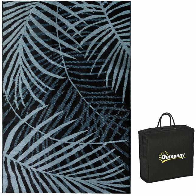 Wendbare wasserabweisende Outdoor-Matte, schwarz/blau, 182x274 cm