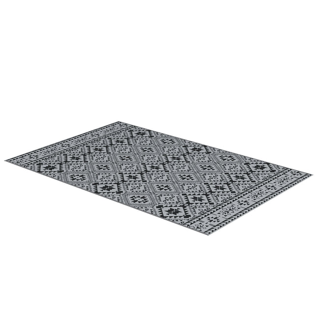 Wendbarer Outdoor-Teppich, wasserabweisend, 182x274cm, schwarz/grau