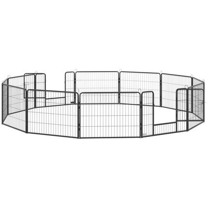 Enclos extérieur pour chiots, hauteur 60 cm, avec porte, parc pour chiots, parc pour chiens avec 12 panneaux, enclos extérieur pour chiens, acier, noir