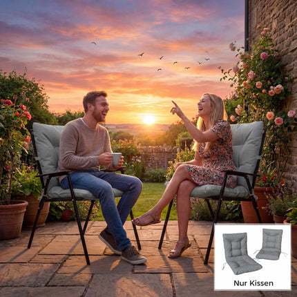 Outdoor-Sitzkissen-Set, 8 cm dick, wasserabweisend, 2er-Pack
