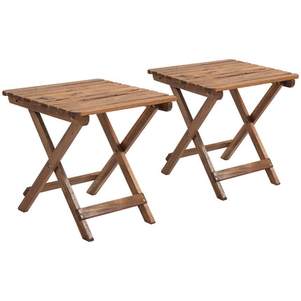 Outdoor Bijzettafel Set Van 2 Klaptafel Hout Tuin Balkon Teak 45X45X45Cm