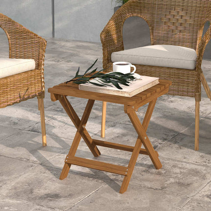 Outdoor Bijzettafel Set Van 2 Klaptafel Hout Tuin Balkon Teak 45X45X45Cm