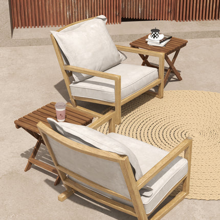 Outdoor Bijzettafel Set Van 2 Klaptafel Hout Tuin Balkon Teak 45X45X45Cm