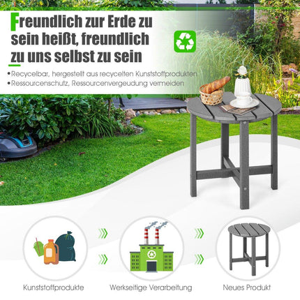 Outdoor Side Table, Weatherproof HDPE, 46 cm, Grey