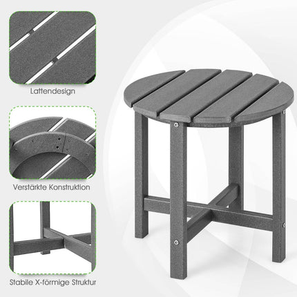 Outdoor Side Table, Weatherproof HDPE, 46 cm, Grey