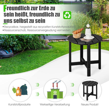 Outdoor-Beistelltisch, wetterfestes HDPE, Schwarz, 46 cm