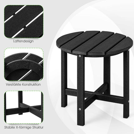 Outdoor-Beistelltisch, wetterfestes HDPE, Schwarz, 46 cm